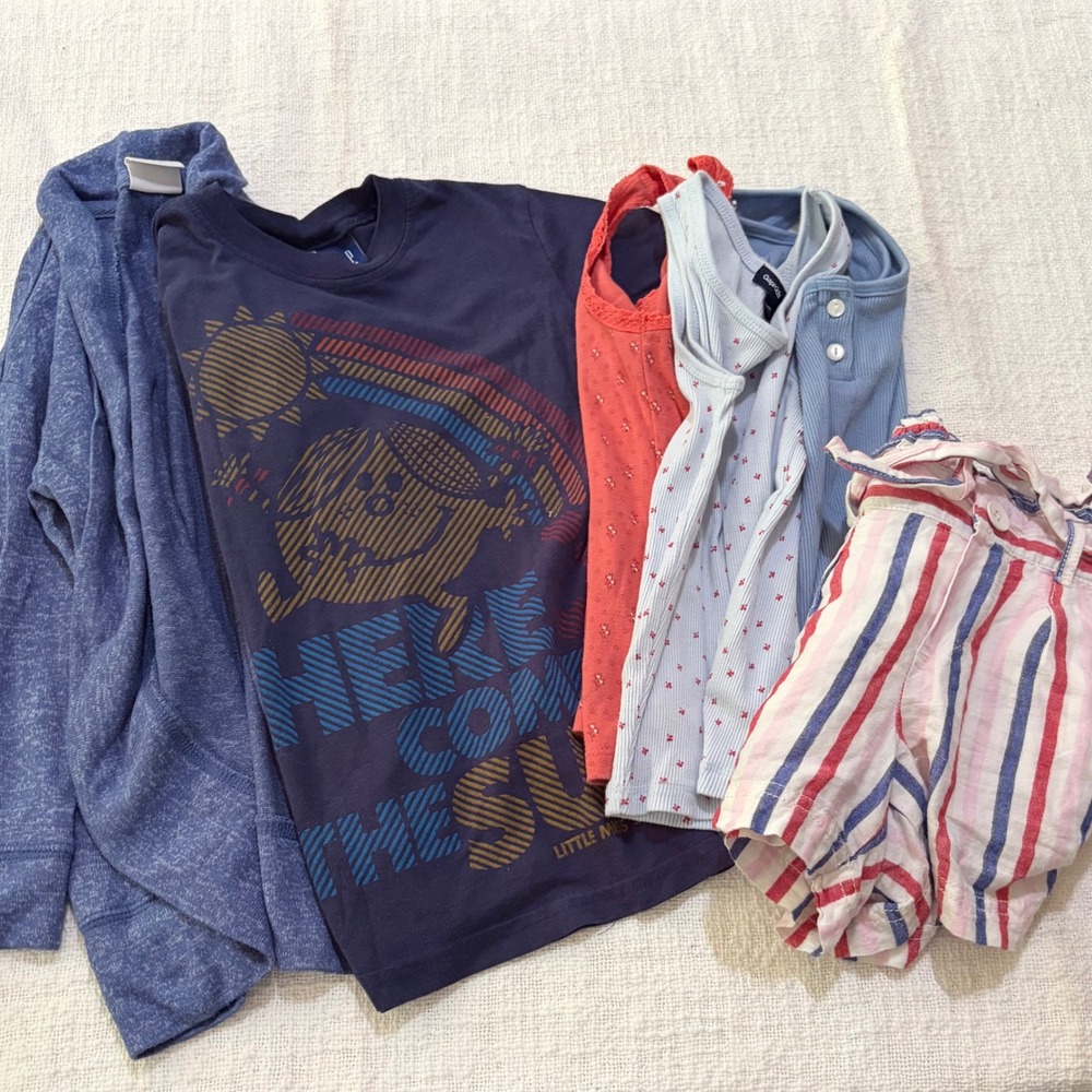 Gap Kids Girls Lot 6pc XS 4-5 Little Miss Sunshine Tee Tanks Cardigan Shorts
